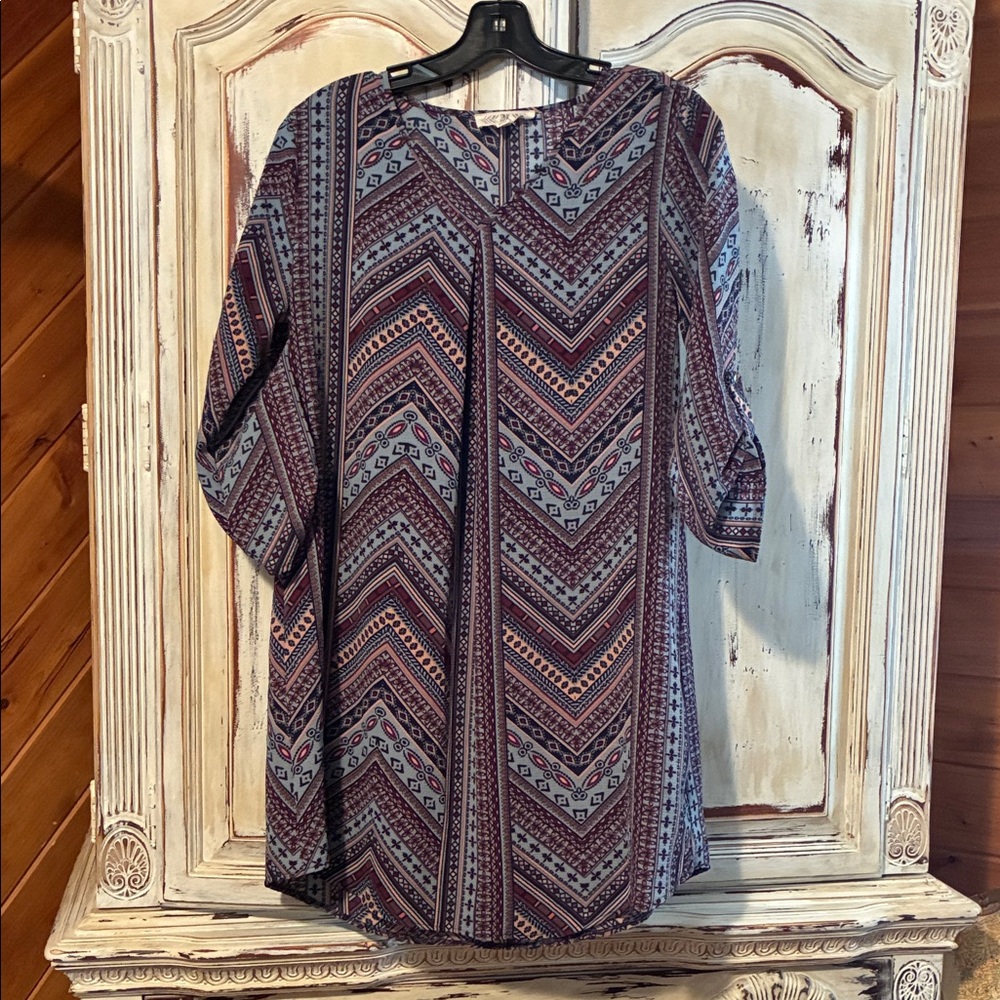 Pink Rose Multicolor Chevron Top